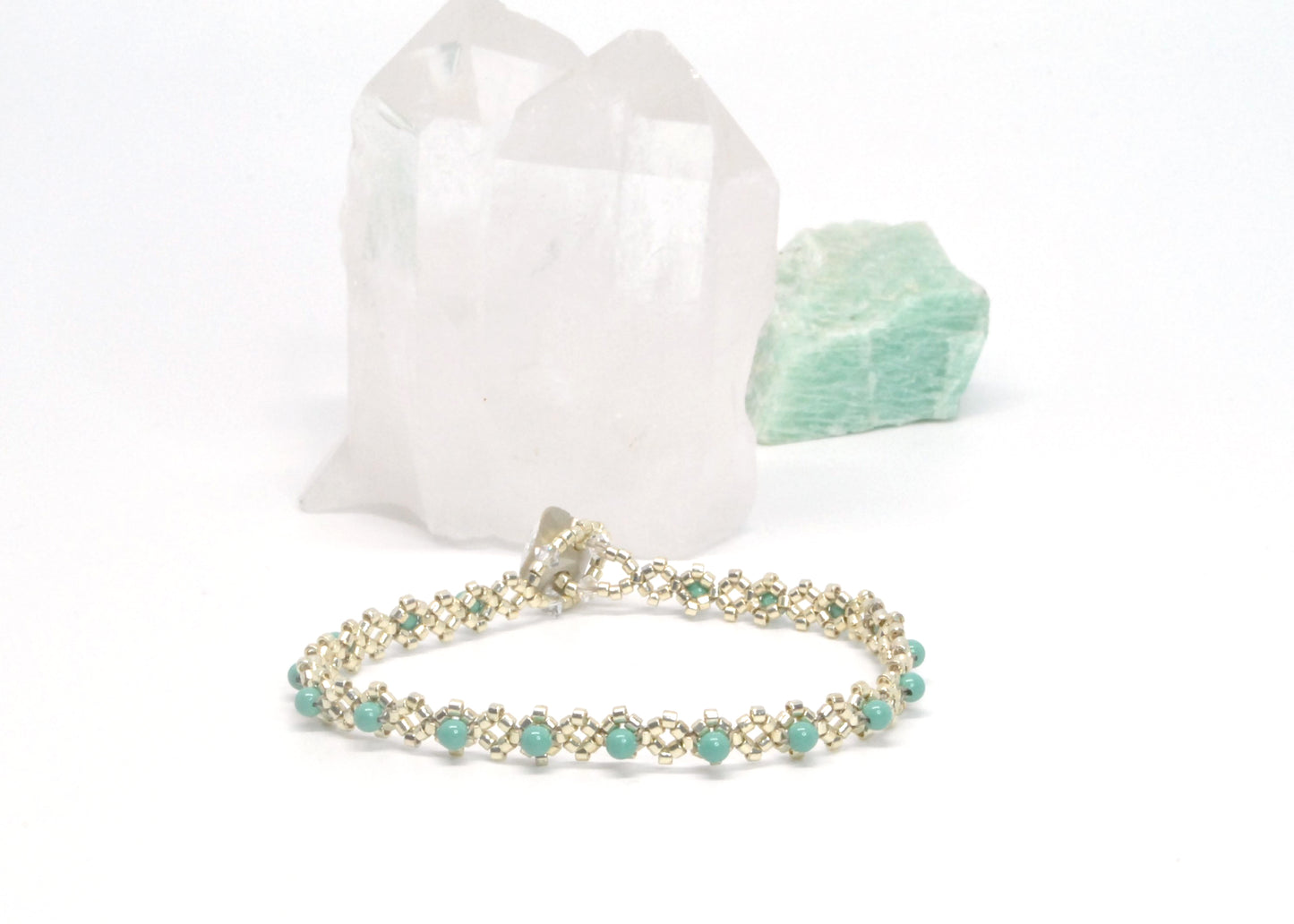seafoam green swarovski pearl bracelet