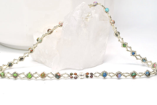 marbled, colorful impression jasper delicate wrap bracelet