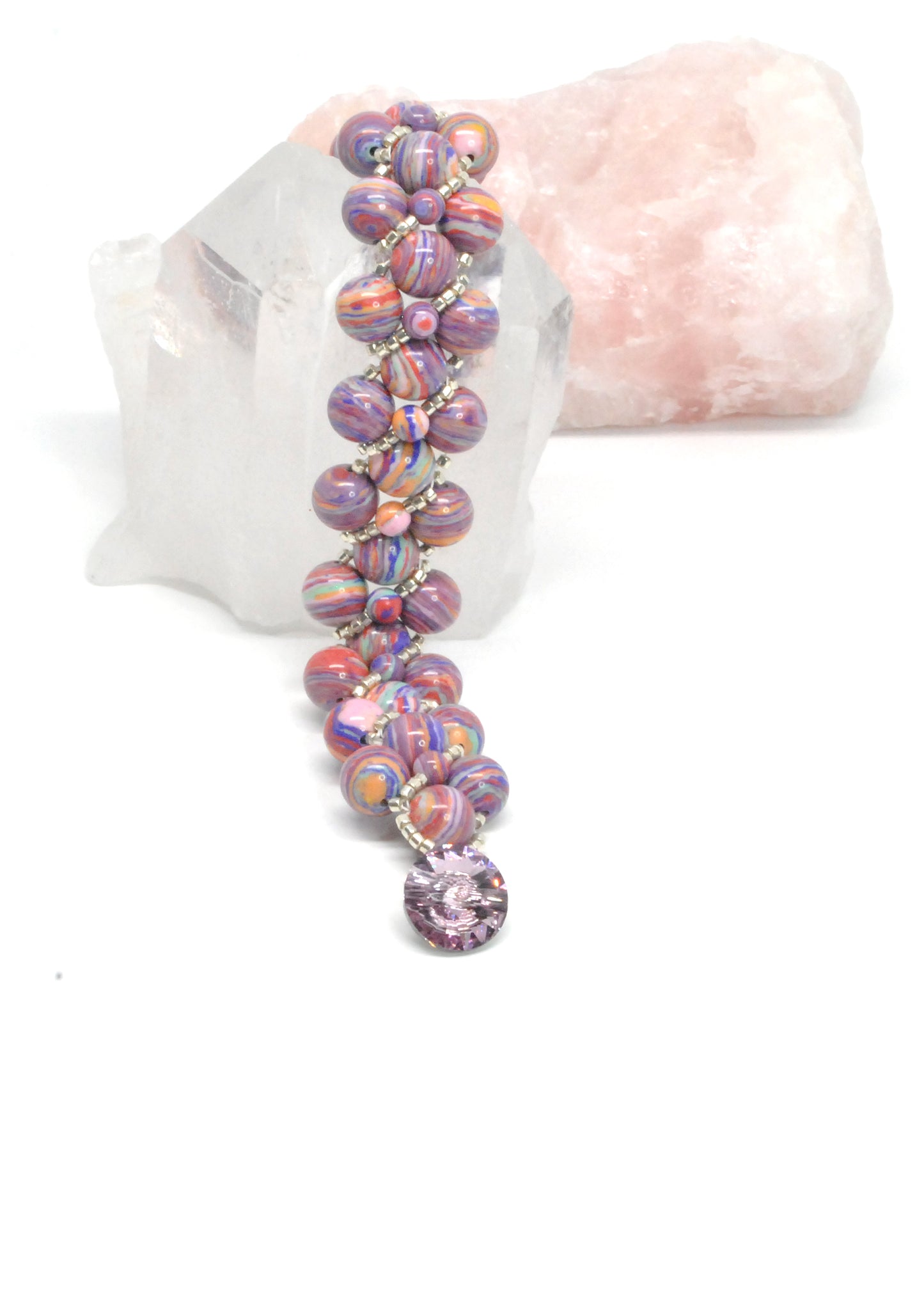 Pink Rainbow Cal Silica Colorful Swirl Bracelet