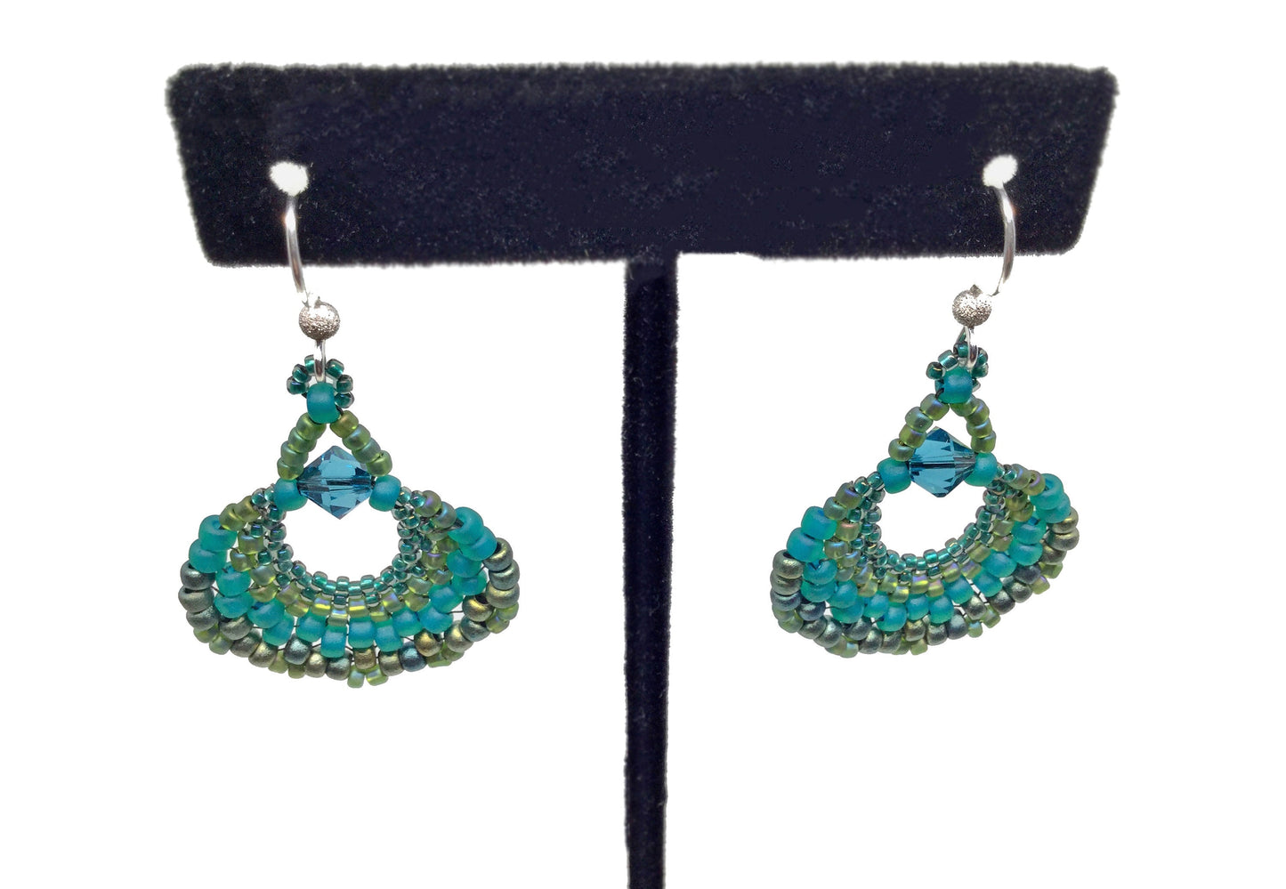 teal green fan earrings