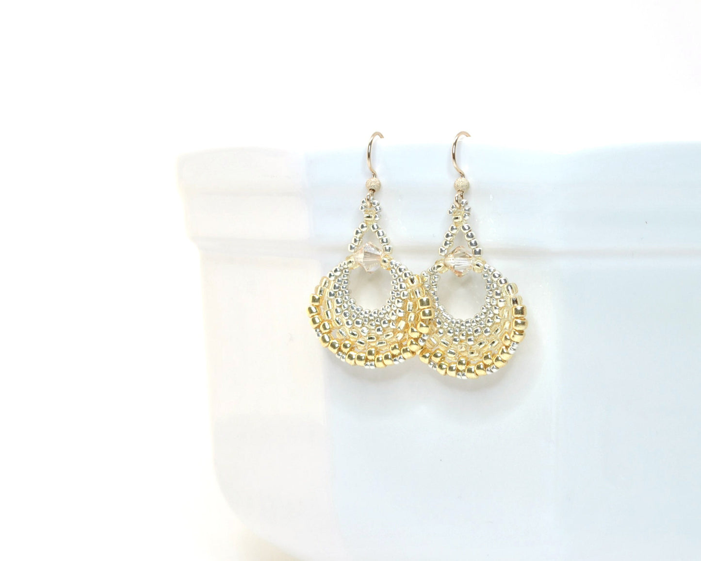 ombre gold fan earrings