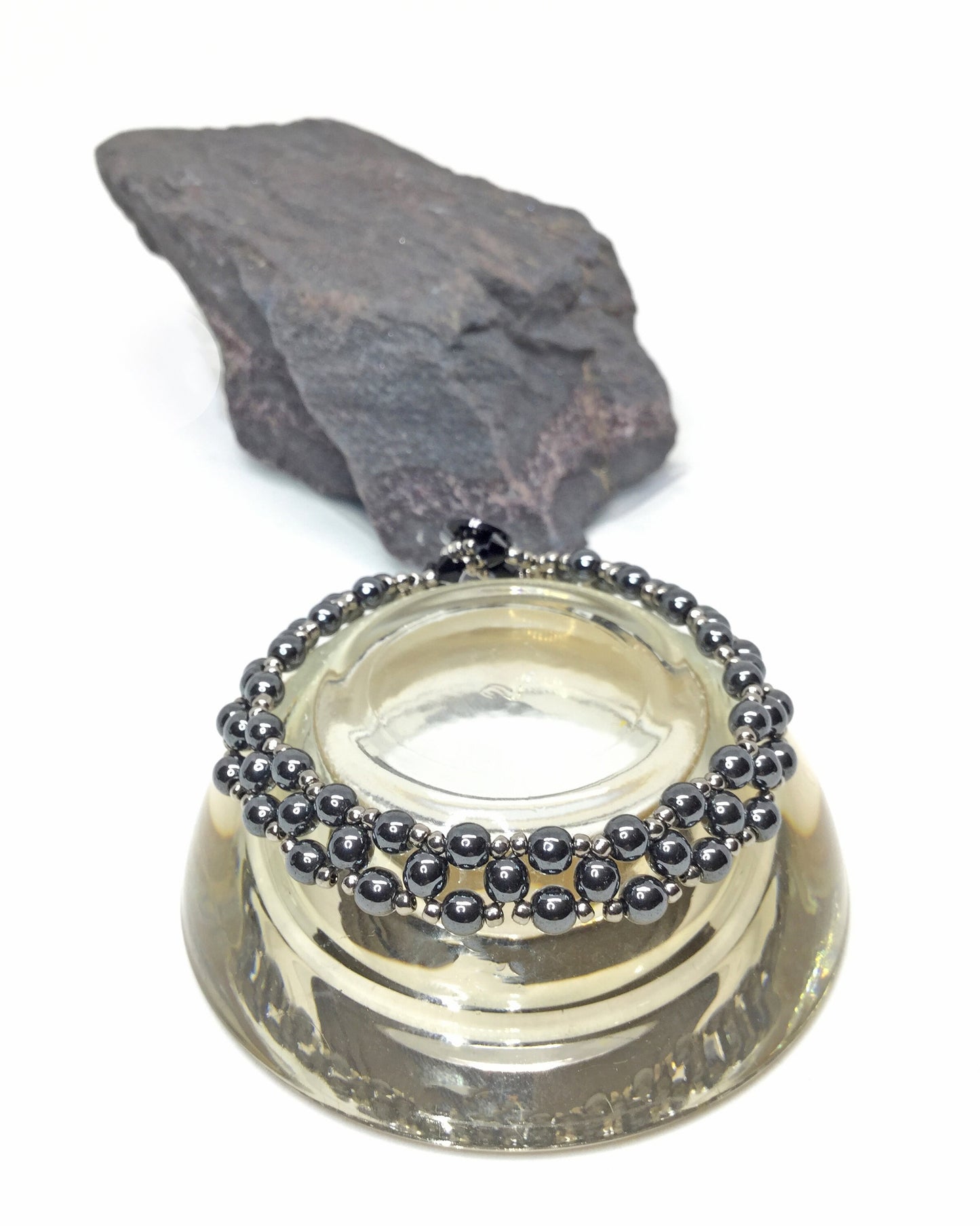 delicate hematite gemstone beaded bracelet . gemstone beaded bracelet . dark gray gemstone bracelet . delicate gemstone bracelet . gift idea