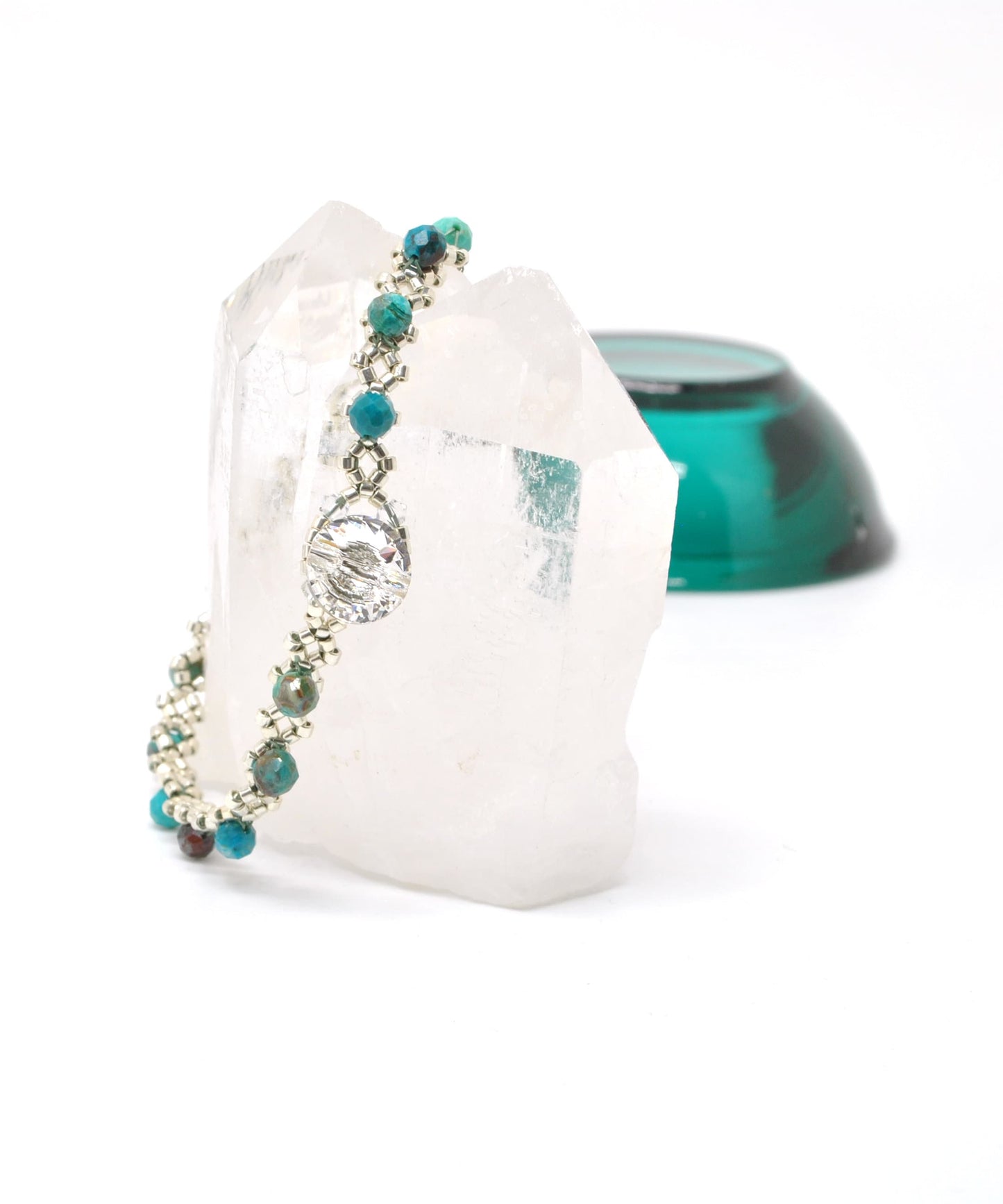 chrysocolla gemstone bracelet . dainty blue green gemstone bracelet . delicate blue green bracelet . chrysocolla beaded bracelet . gift