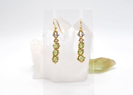 Handcrafted Peridot Coin and 24K Gold Plated Beaded Earrings