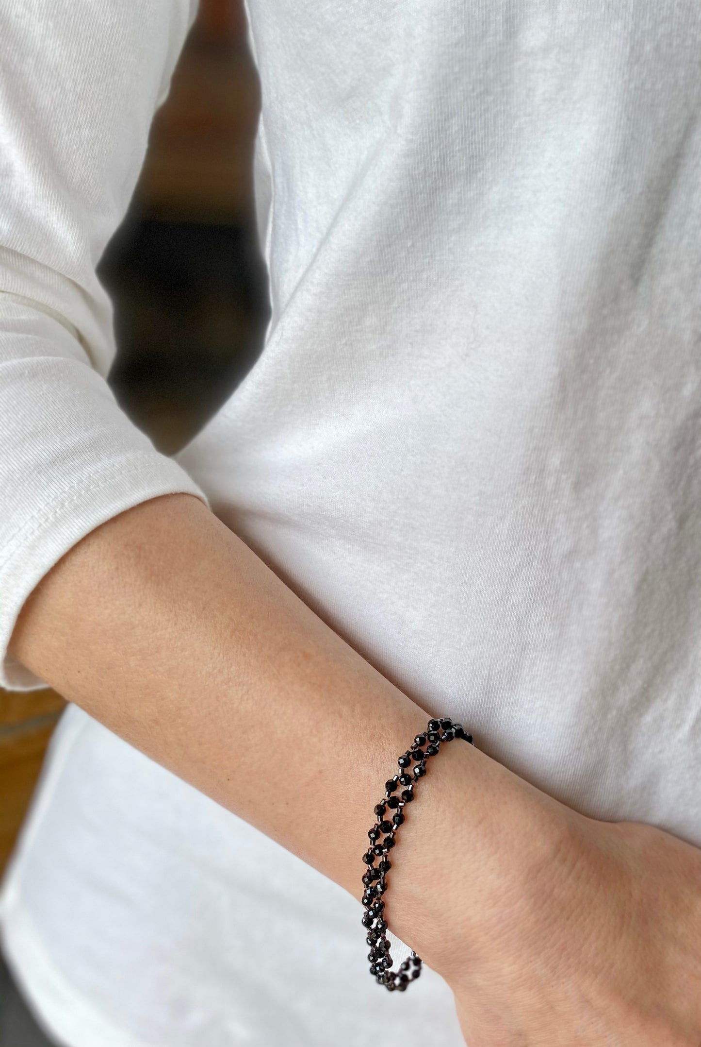 delicate jasper & spinel beaded gemstone bracelet