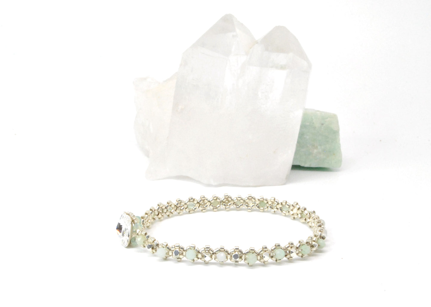 Chrysophrase and Gold-Plated Hematite Tennis Bracelet
