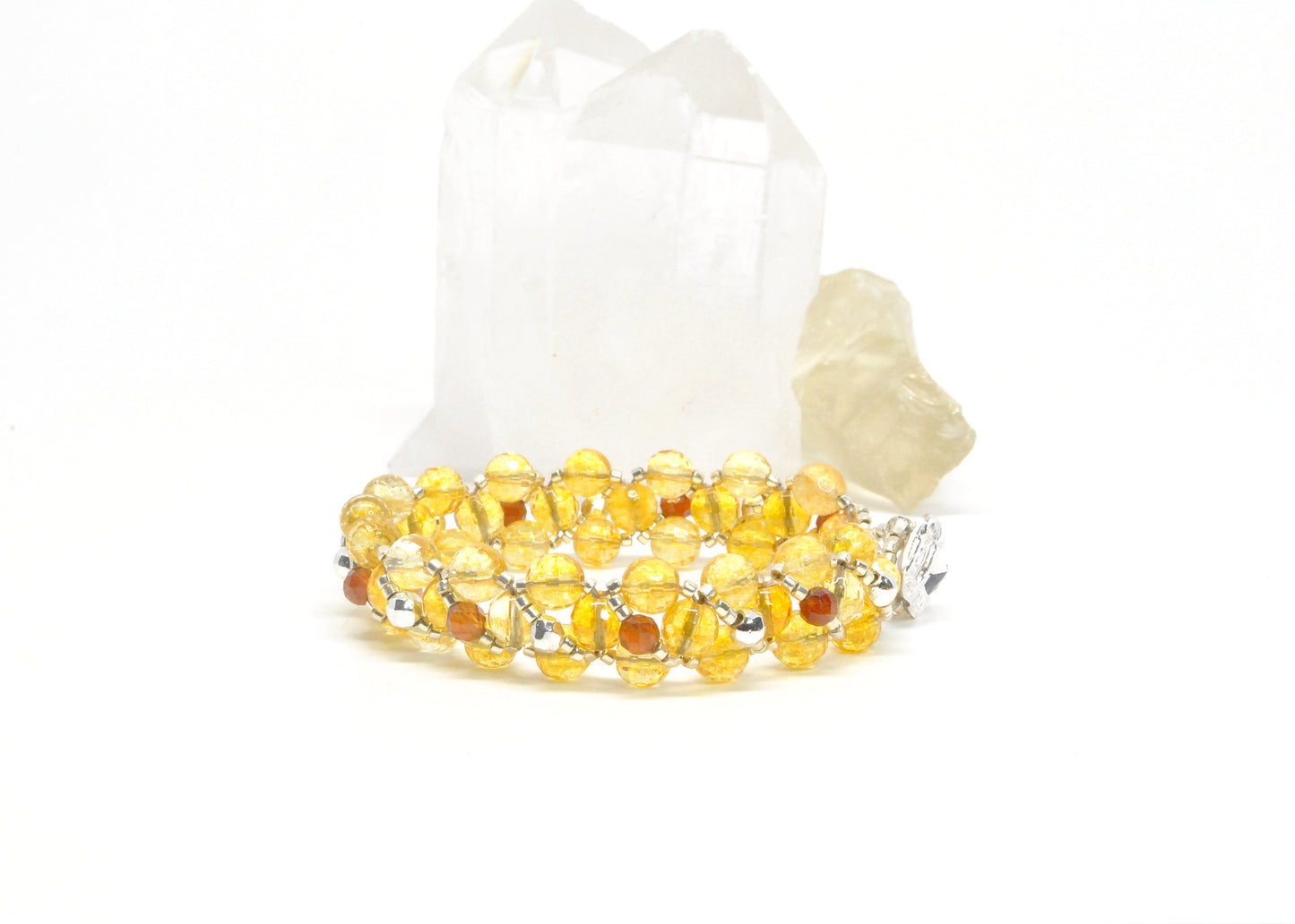 Citrine and Orange Garnet Gemstone Bracelet