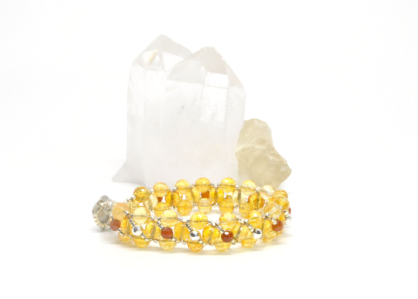 Citrine and Orange Garnet Gemstone Bracelet