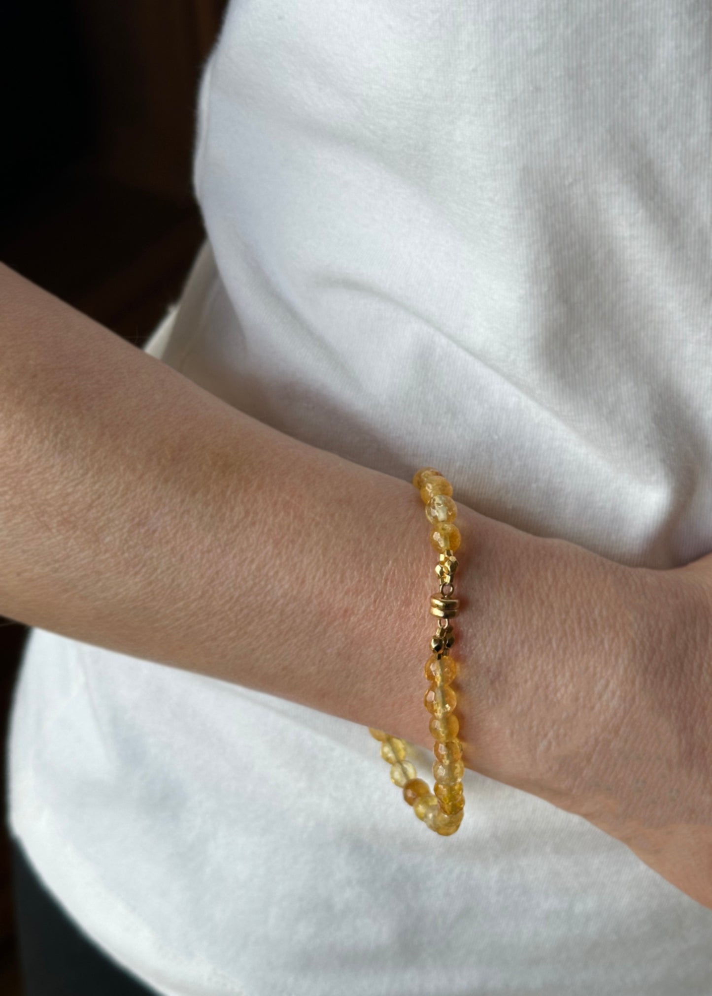 Golden Radiance Reimagined: The Handwoven Citrine Faceted Bead Bracelet