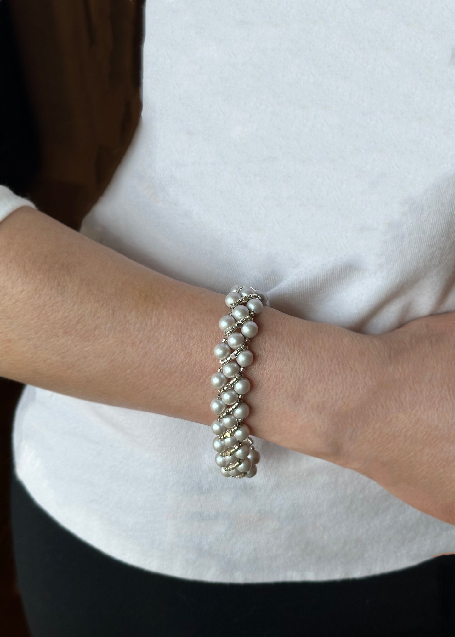 Dove Gray Swarovski Pearl Bracelet