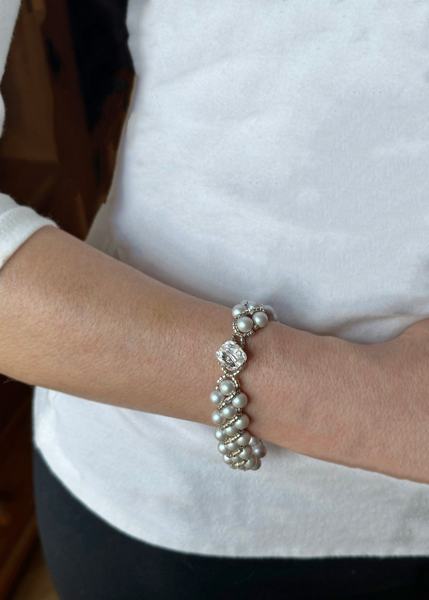 Dove Gray Swarovski Pearl Bracelet