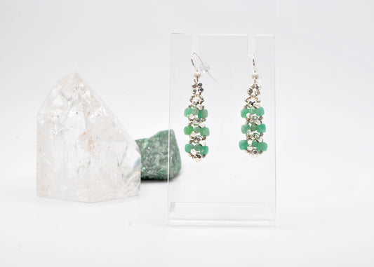 Brazilian Emerald and Silver-plated Hematite Dangle Earrings