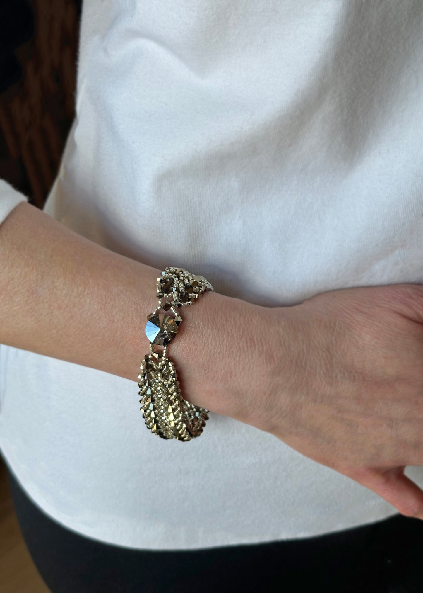 Gold Swarovski Crystal Cuff Bracelet
