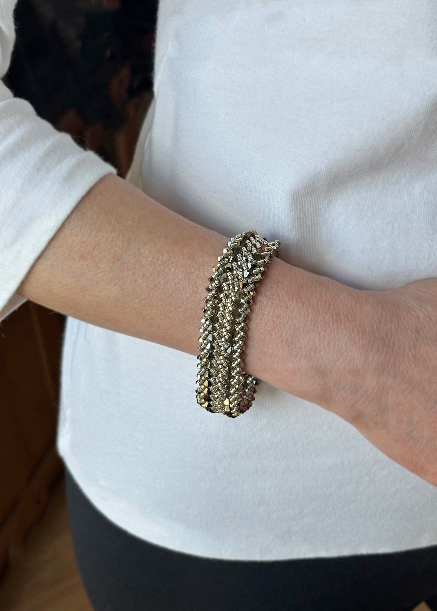 Gold Swarovski Crystal Cuff Bracelet