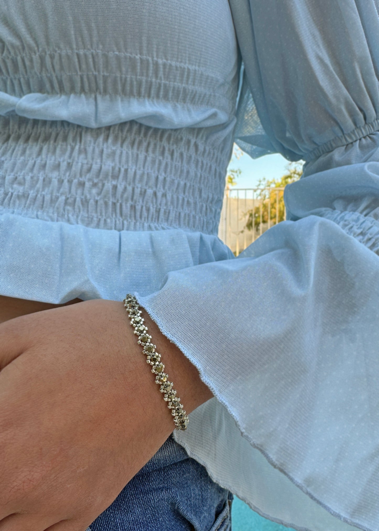 Gold-Plated Hematite Tennis Bracelet