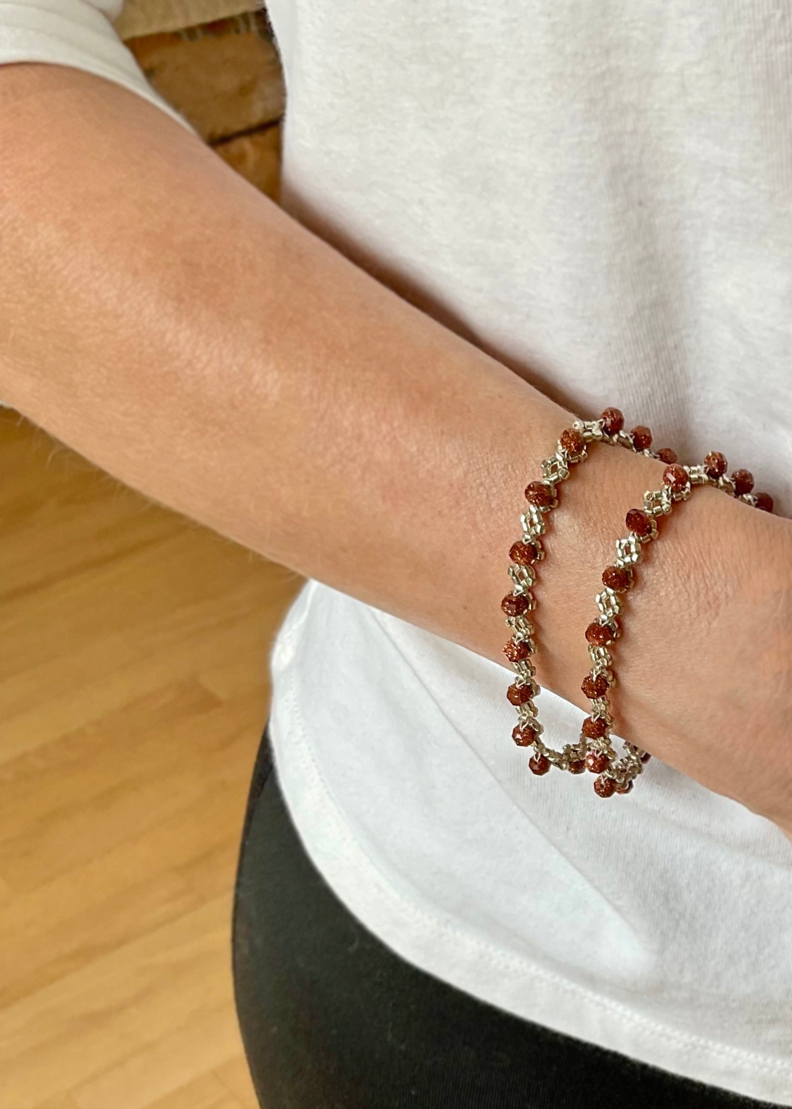 goldstone delicate wrap bracelet