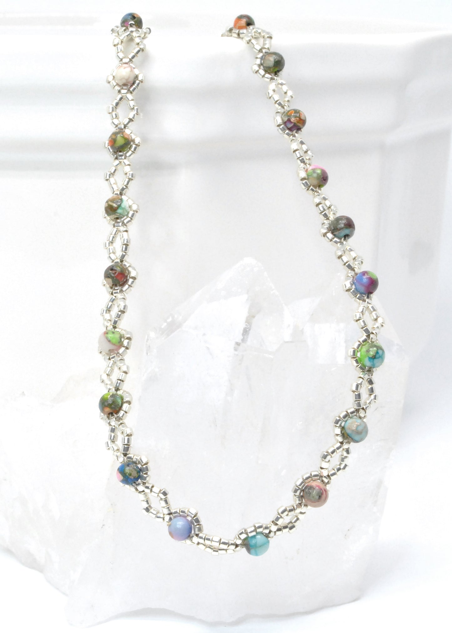 A Symphony of Color: The Handwoven Impression Jasper Diamond Weave Wrap Bracelet