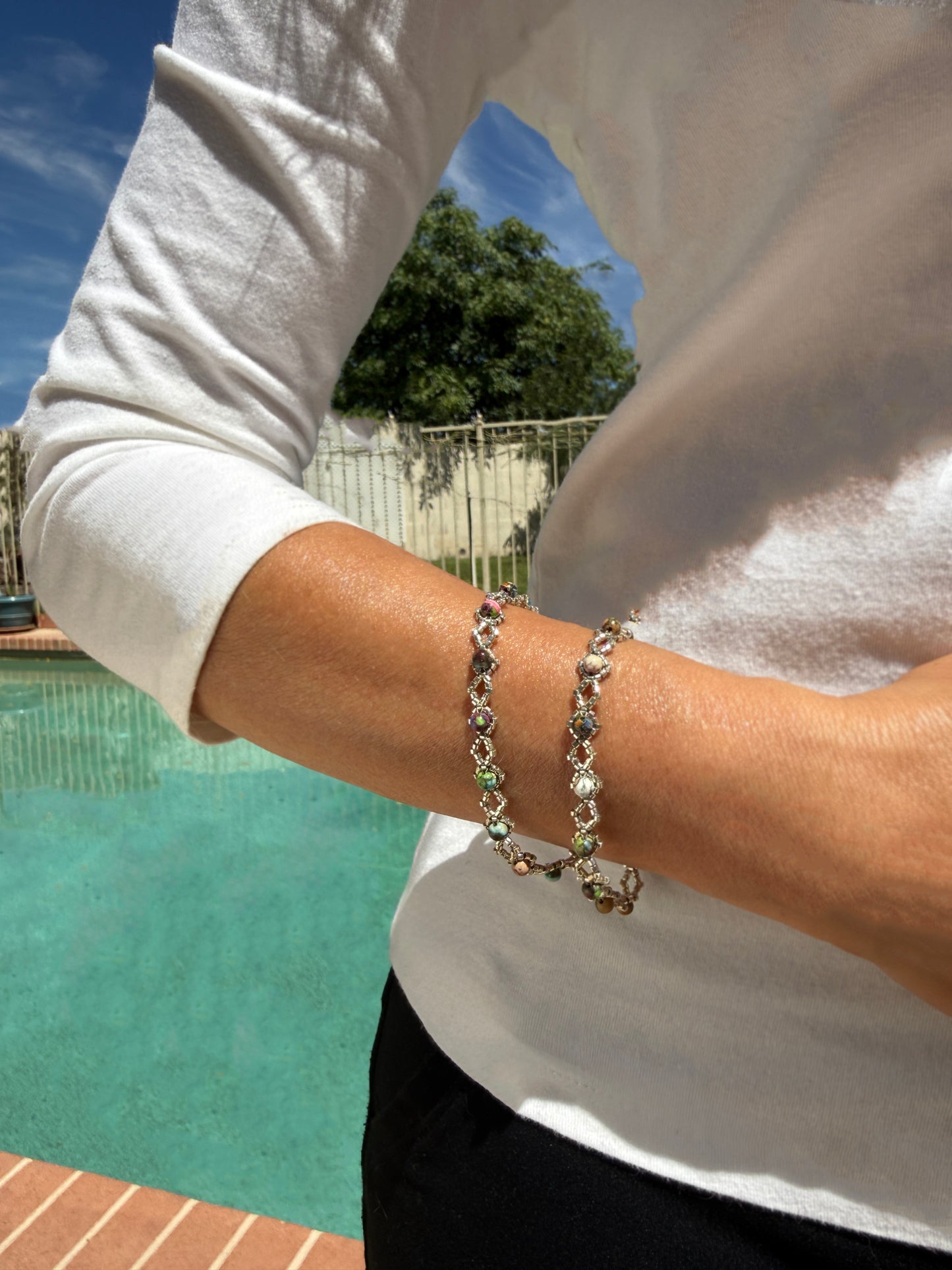 A Symphony of Color: The Handwoven Impression Jasper Diamond Weave Wrap Bracelet