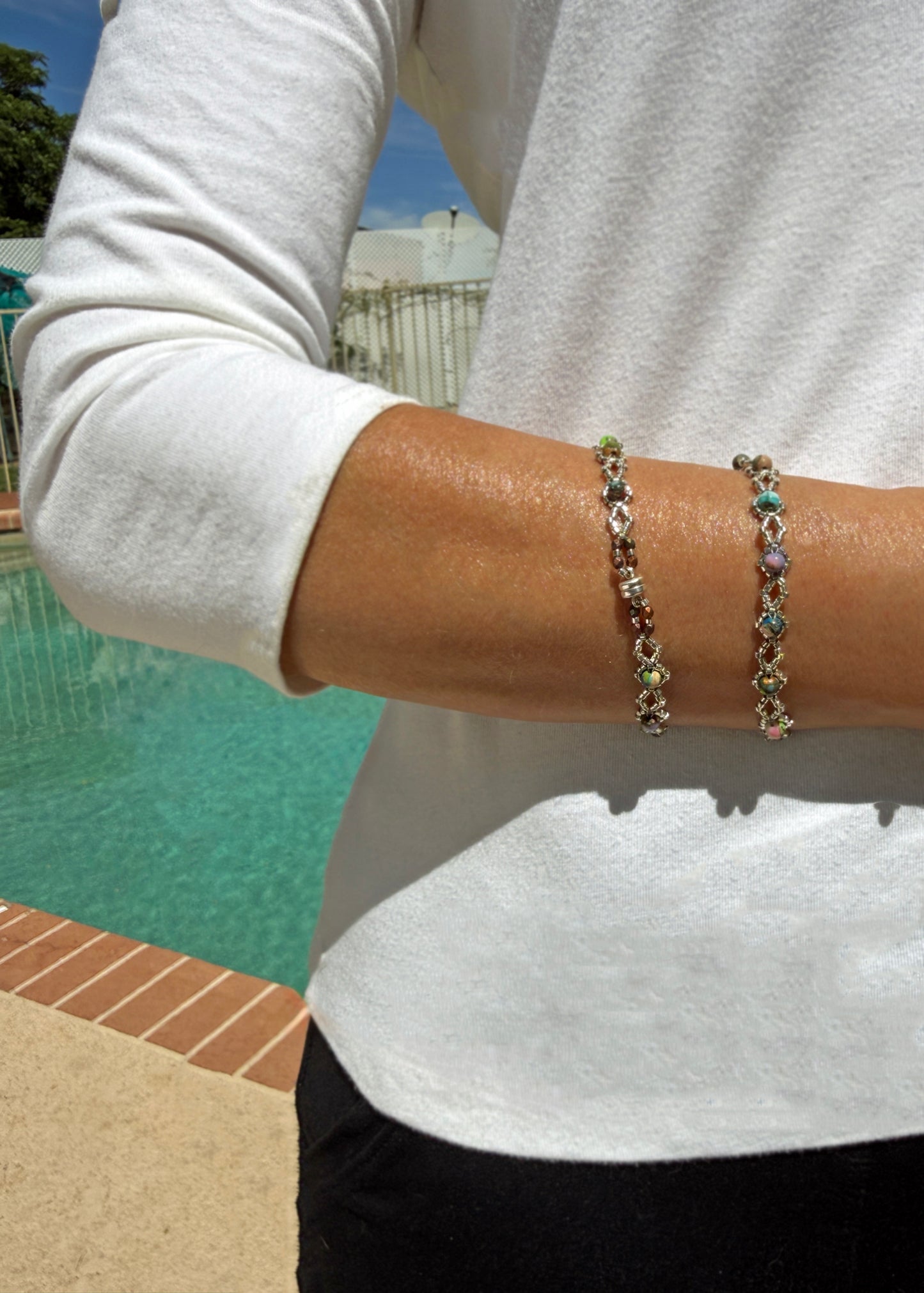 A Symphony of Color: The Handwoven Impression Jasper Diamond Weave Wrap Bracelet