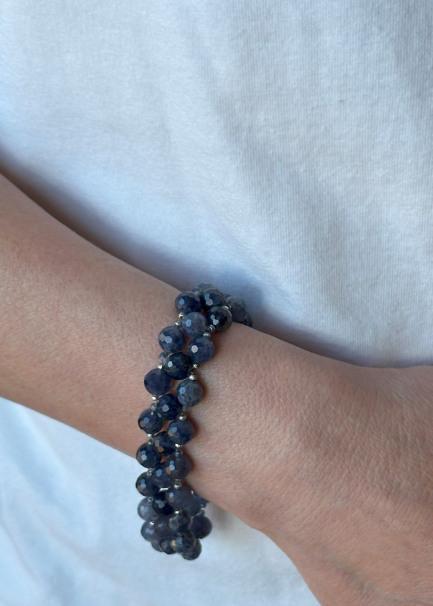 iolite faceted gemstone beaded bracelet