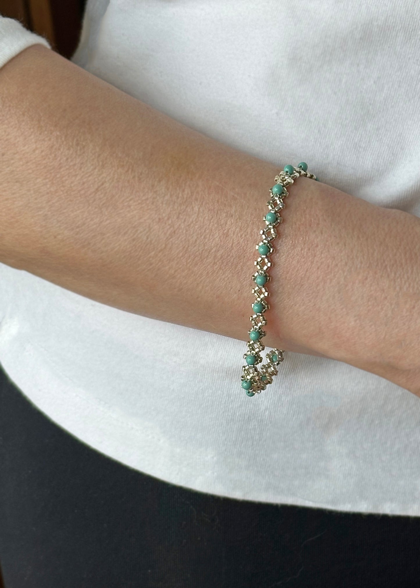 seafoam green swarovski pearl bracelet