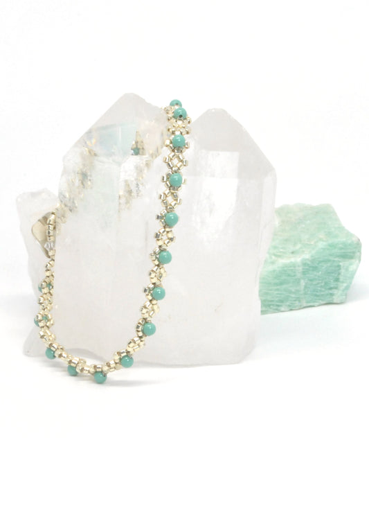 seafoam green swarovski pearl bracelet