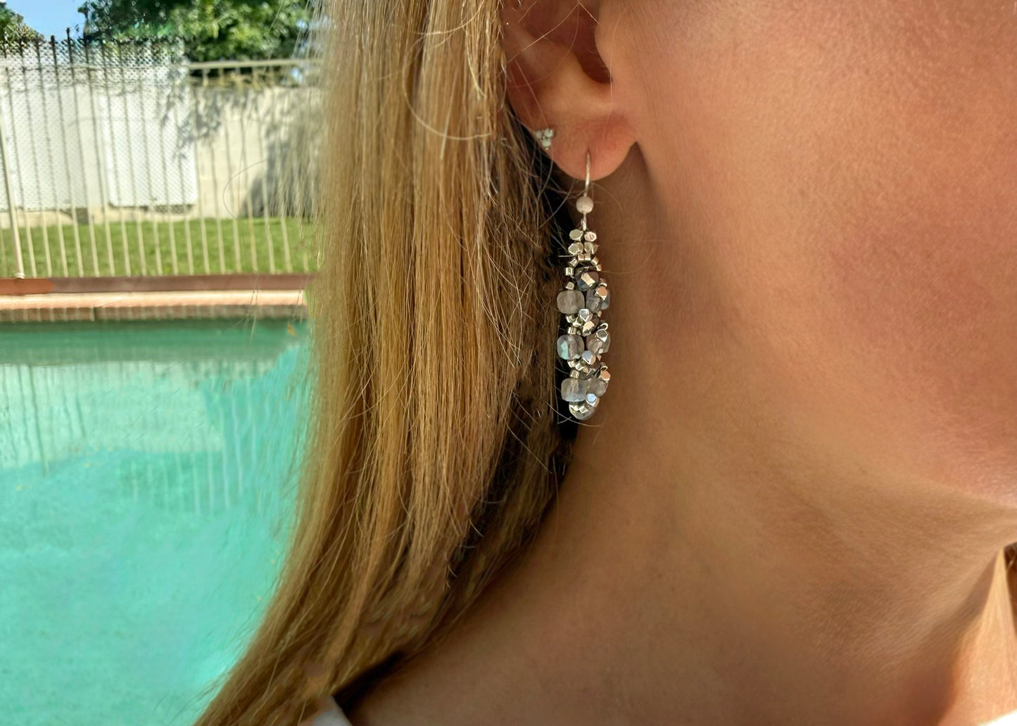 Mystical Labradorite and Terahertz Statement Dangle Earrings