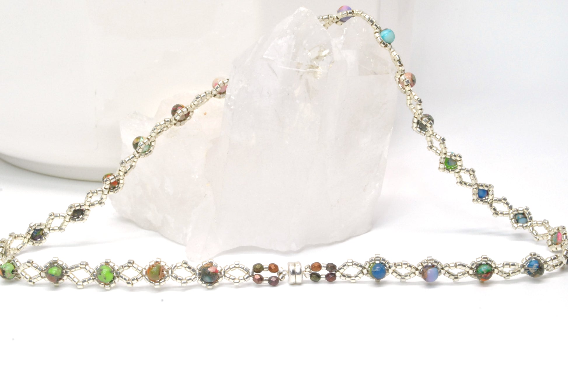 marbled, colorful impression jasper delicate wrap bracelet