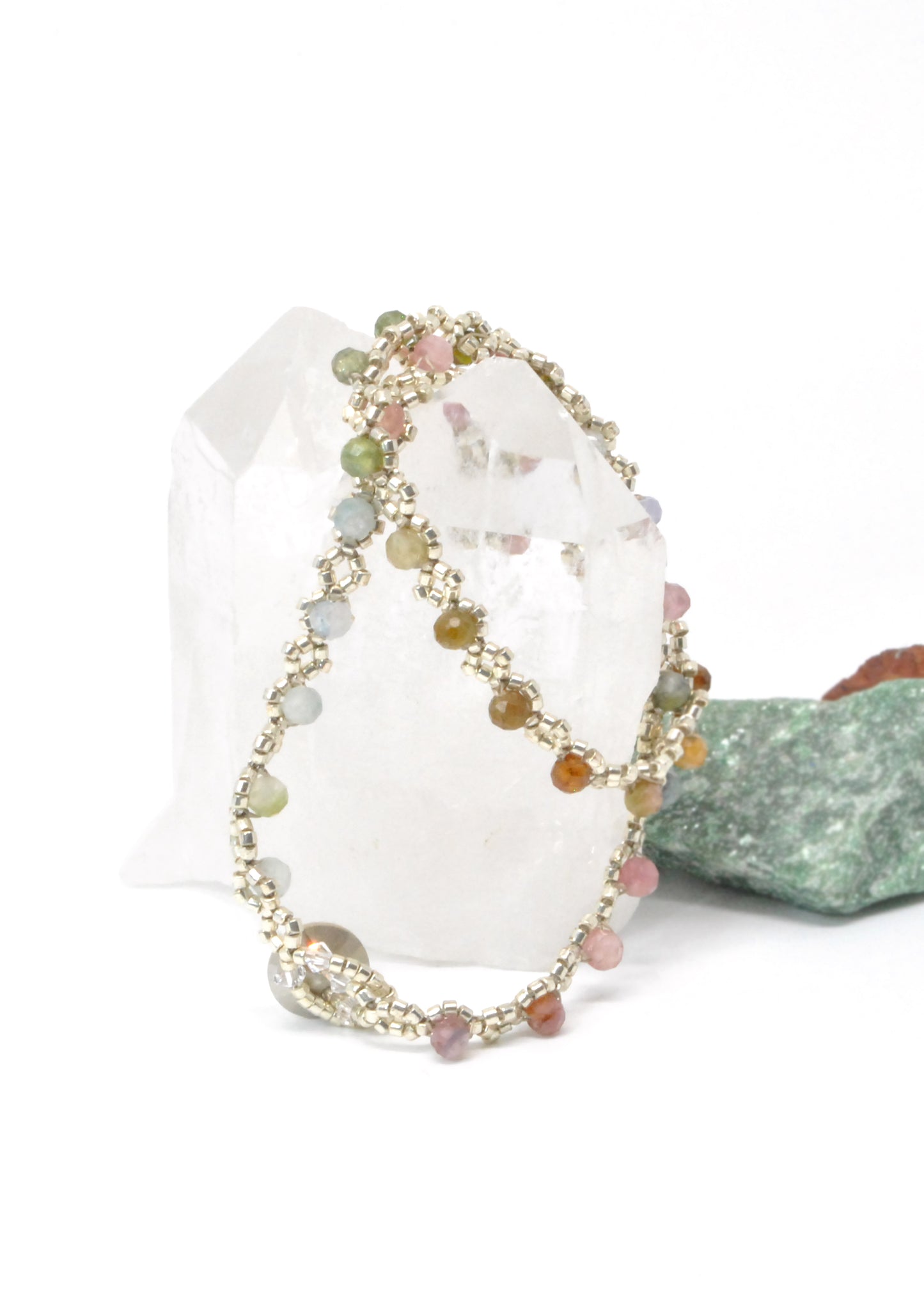 mixed tourmaline delicate wrap bracelet