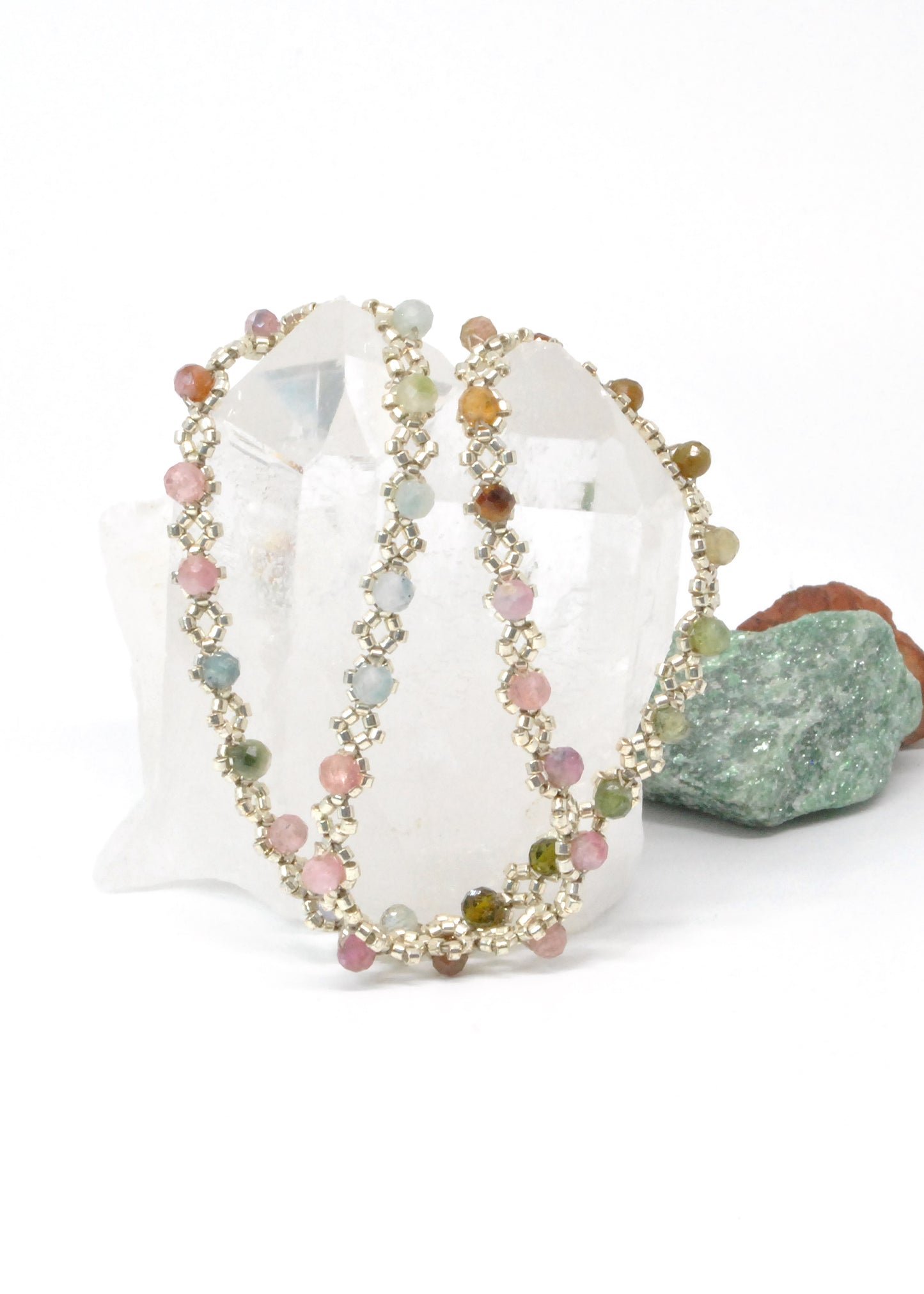 mixed tourmaline delicate wrap bracelet