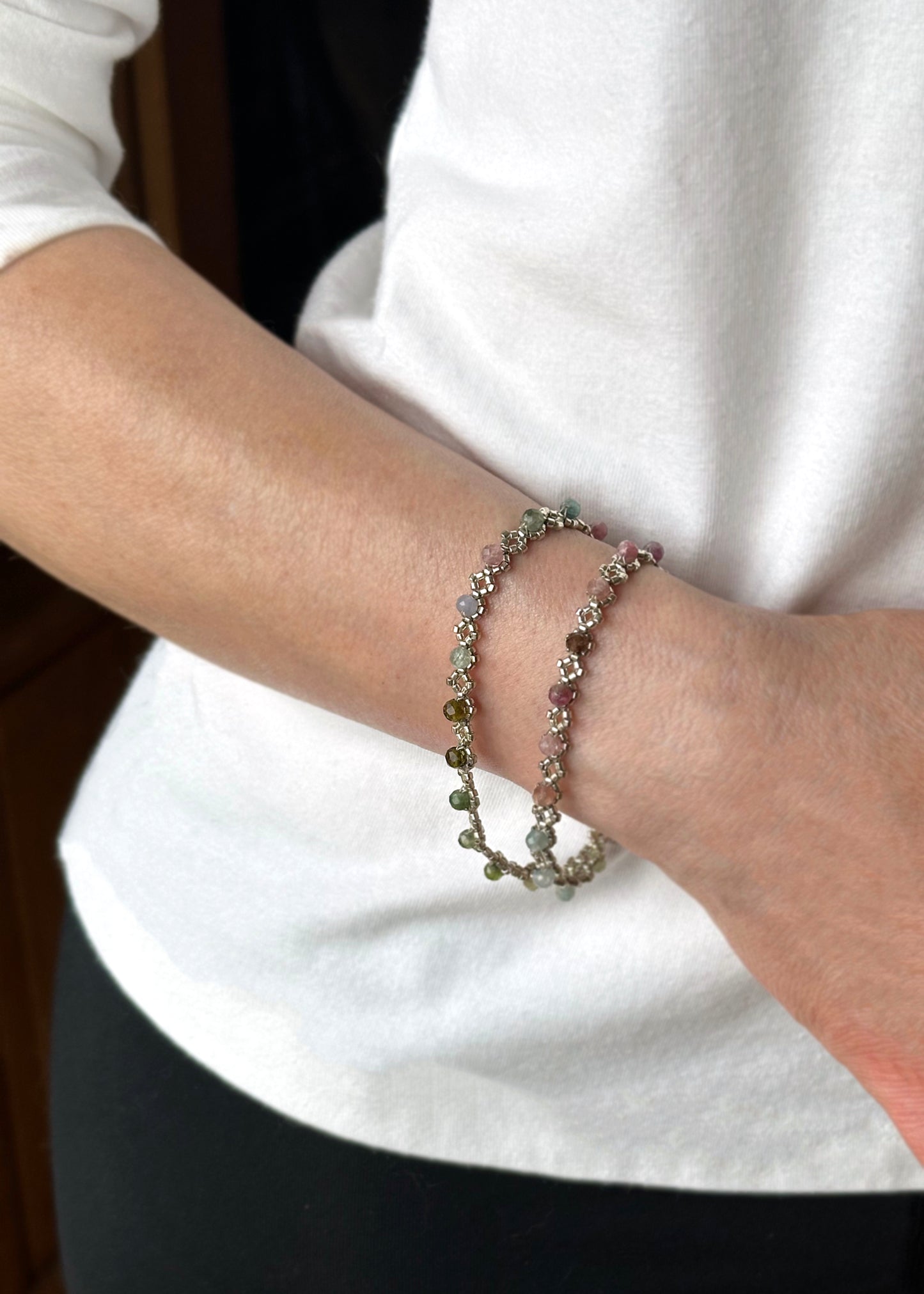 mixed tourmaline delicate wrap bracelet
