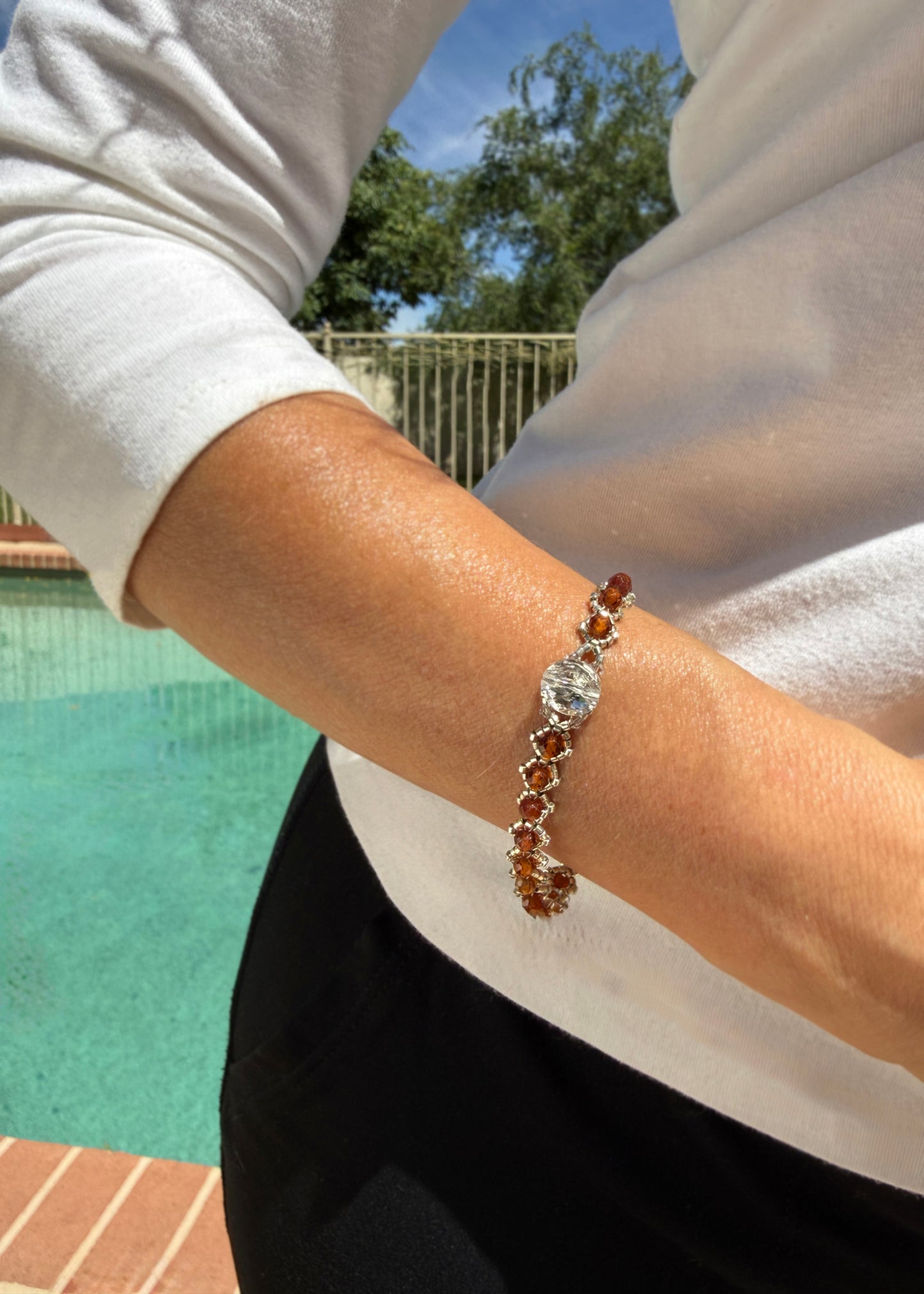 Hessonite . Orange Garnet Gemstone Bracelet