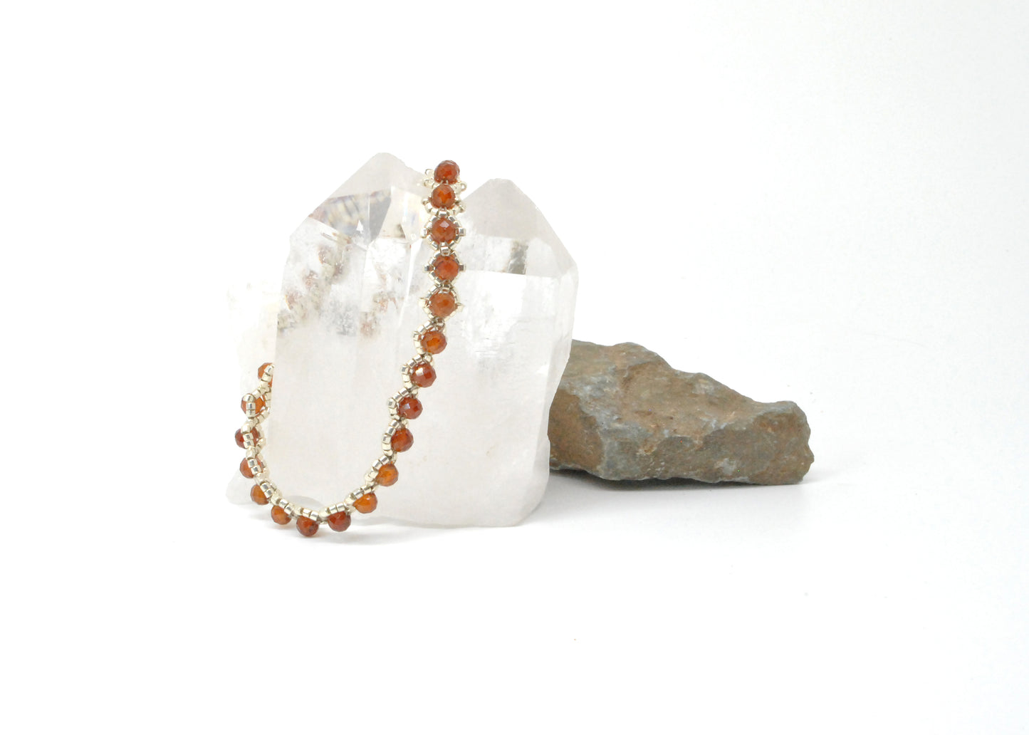 Hessonite . Orange Garnet Gemstone Bracelet