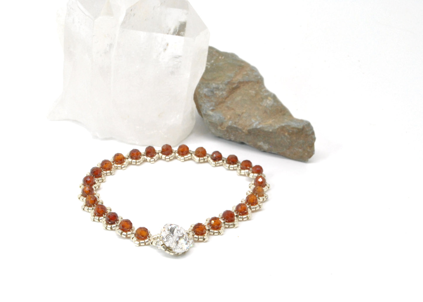 Hessonite . Orange Garnet Gemstone Bracelet