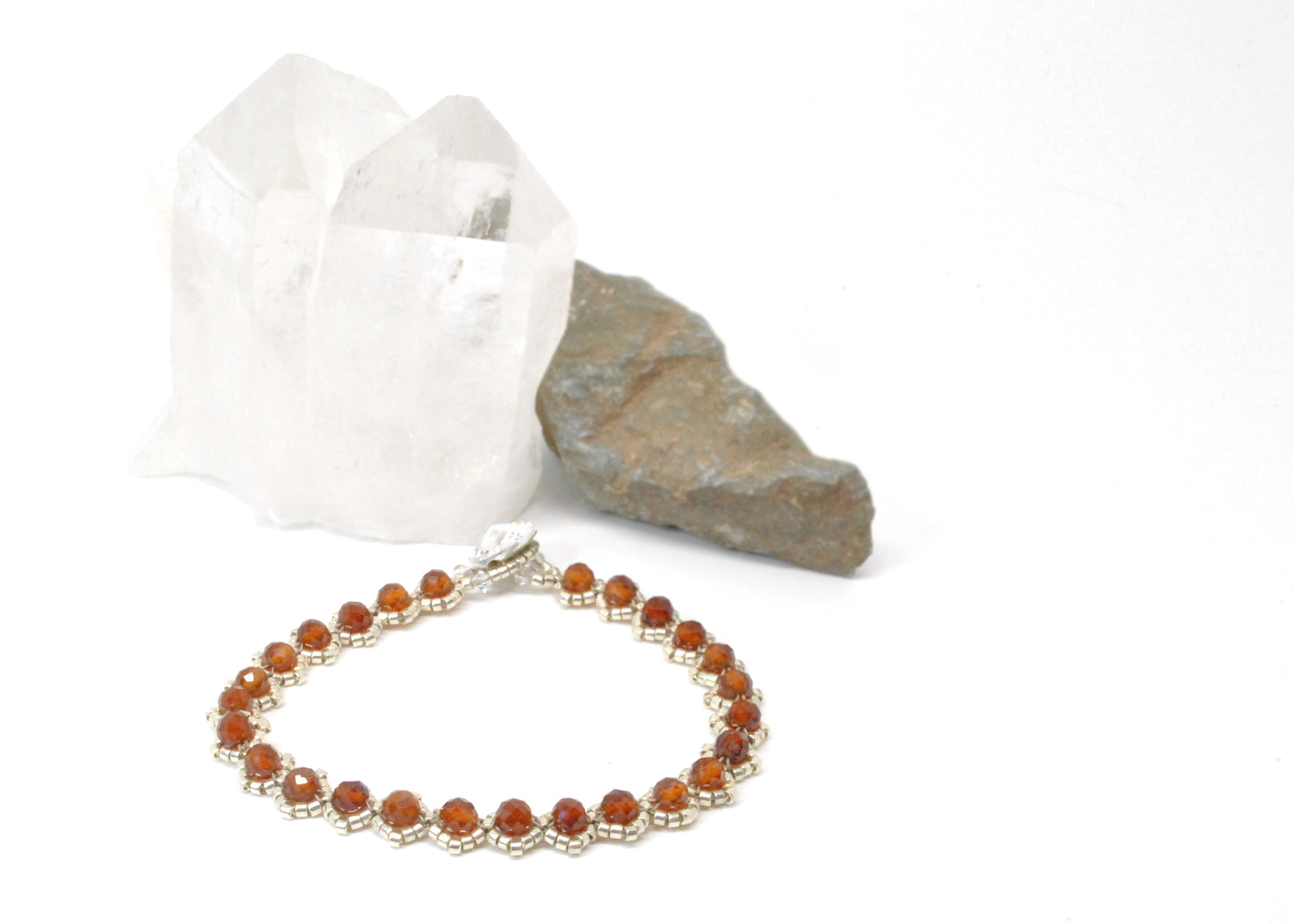 Hessonite . Orange Garnet Gemstone Bracelet