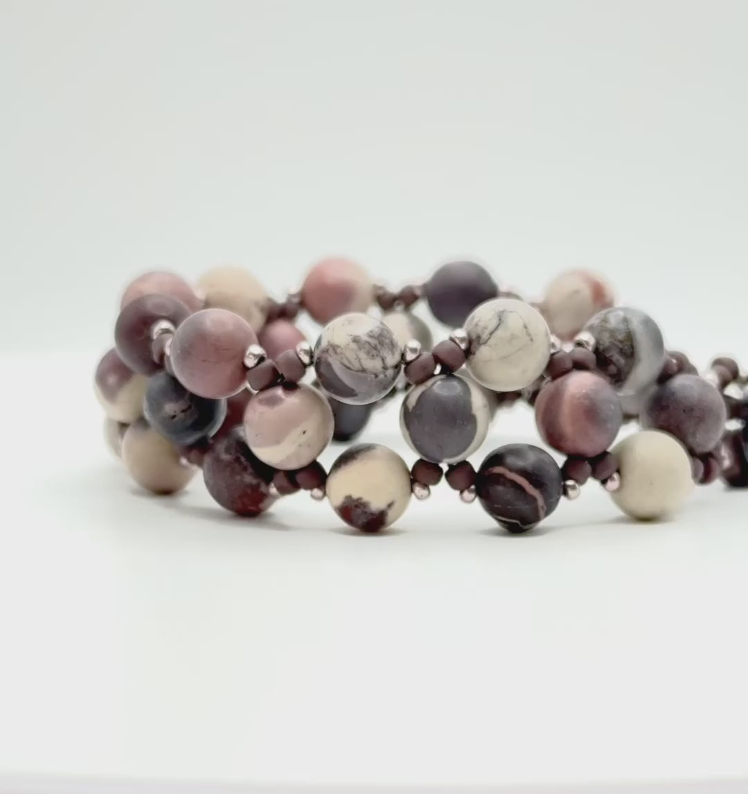 porcelain jasper purple beaded bracelet video