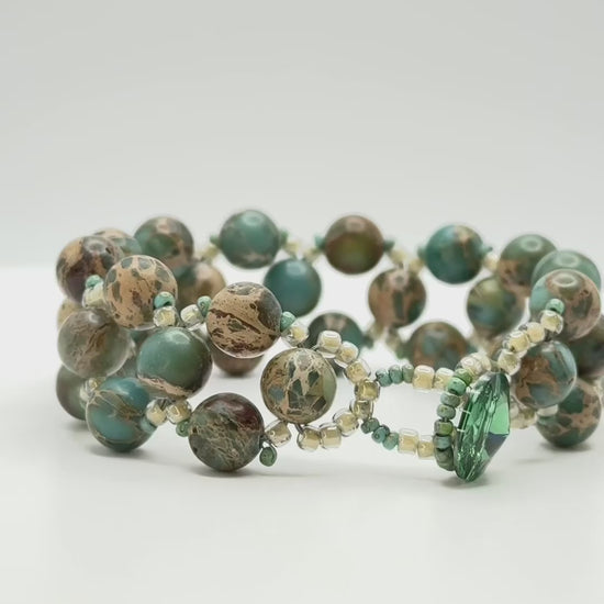 aqua and tan jasper bracelet video