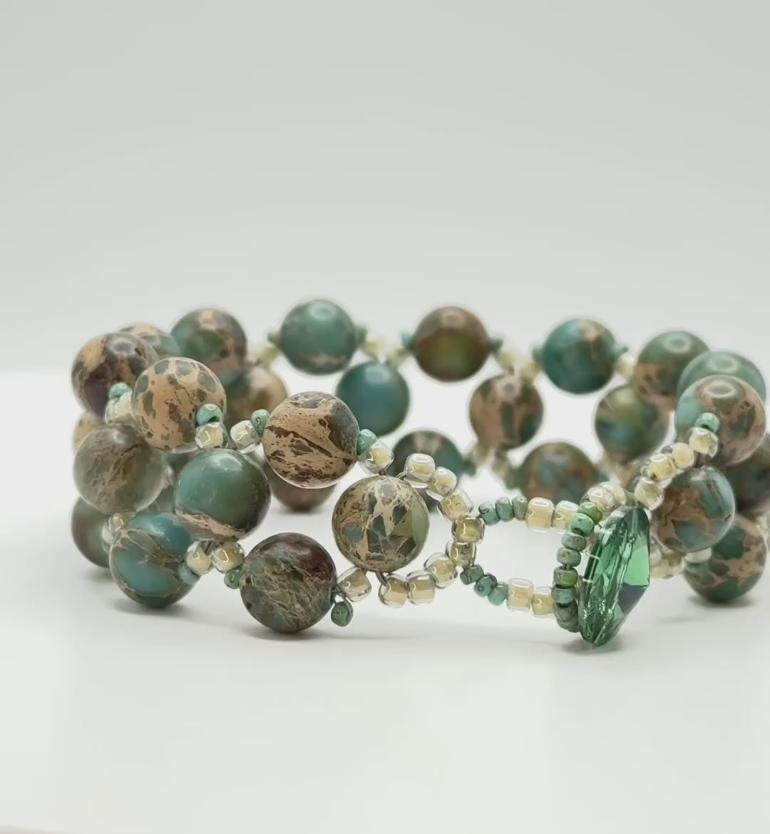 aqua and tan jasper bracelet video