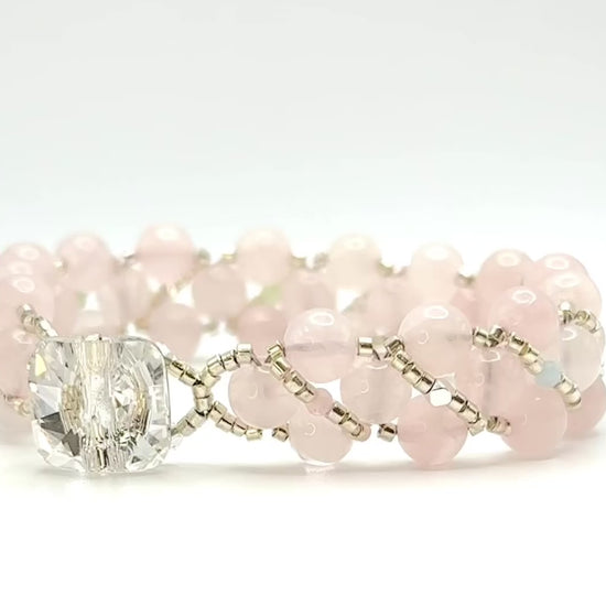 rose quartz & beryl with silver accent bracelet video