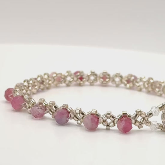 pink tourmaline delicate beaded tennis bracelet video