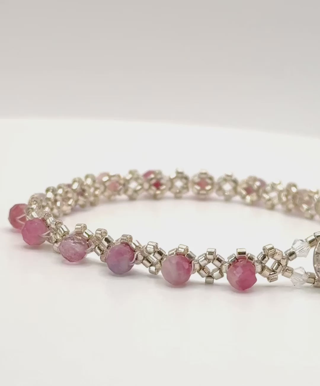 pink tourmaline delicate beaded tennis bracelet video