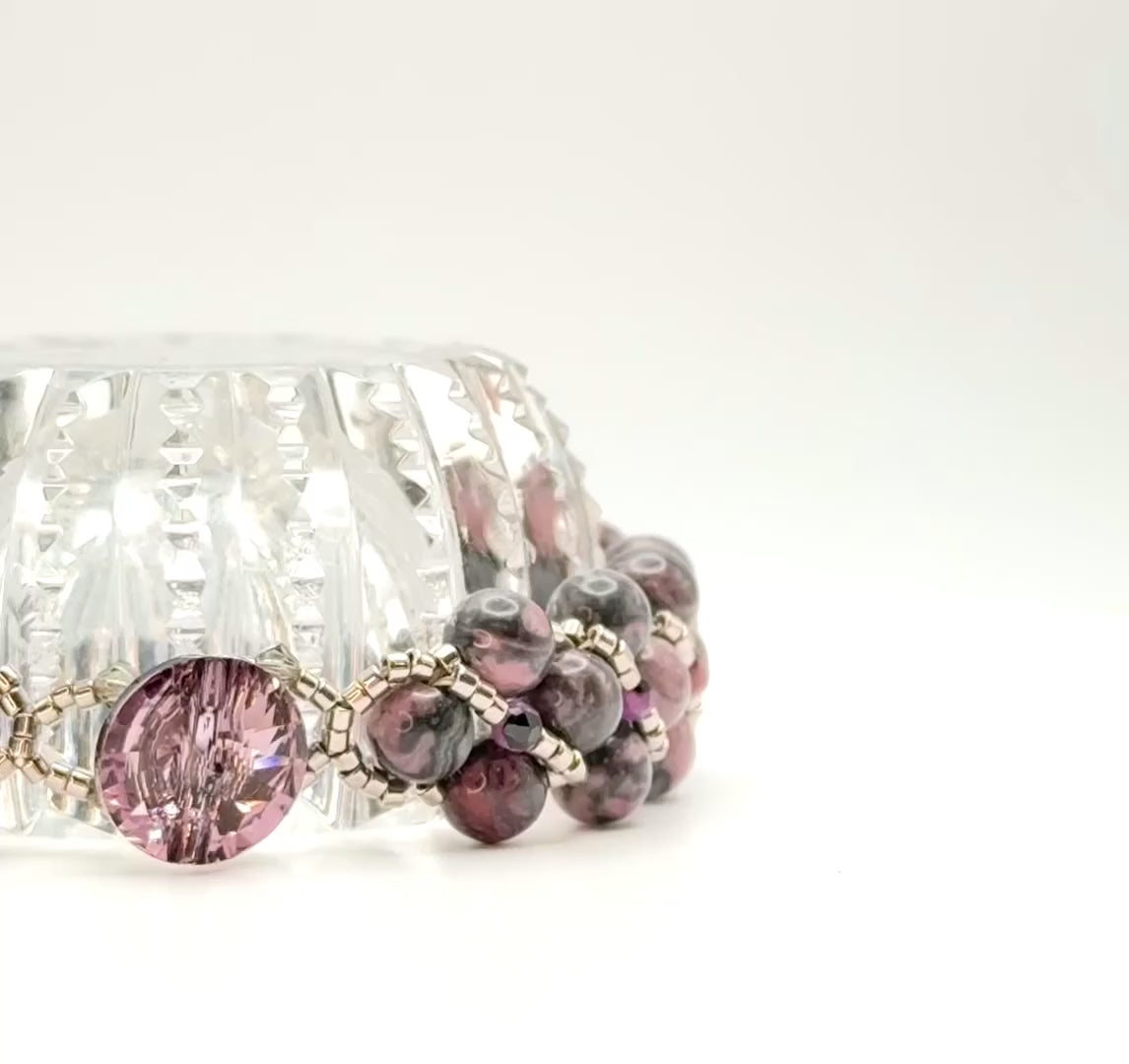 rhodonite and black lace ruby beaded bracelet video