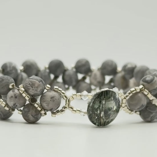 gray matte agate beaded bracelet video