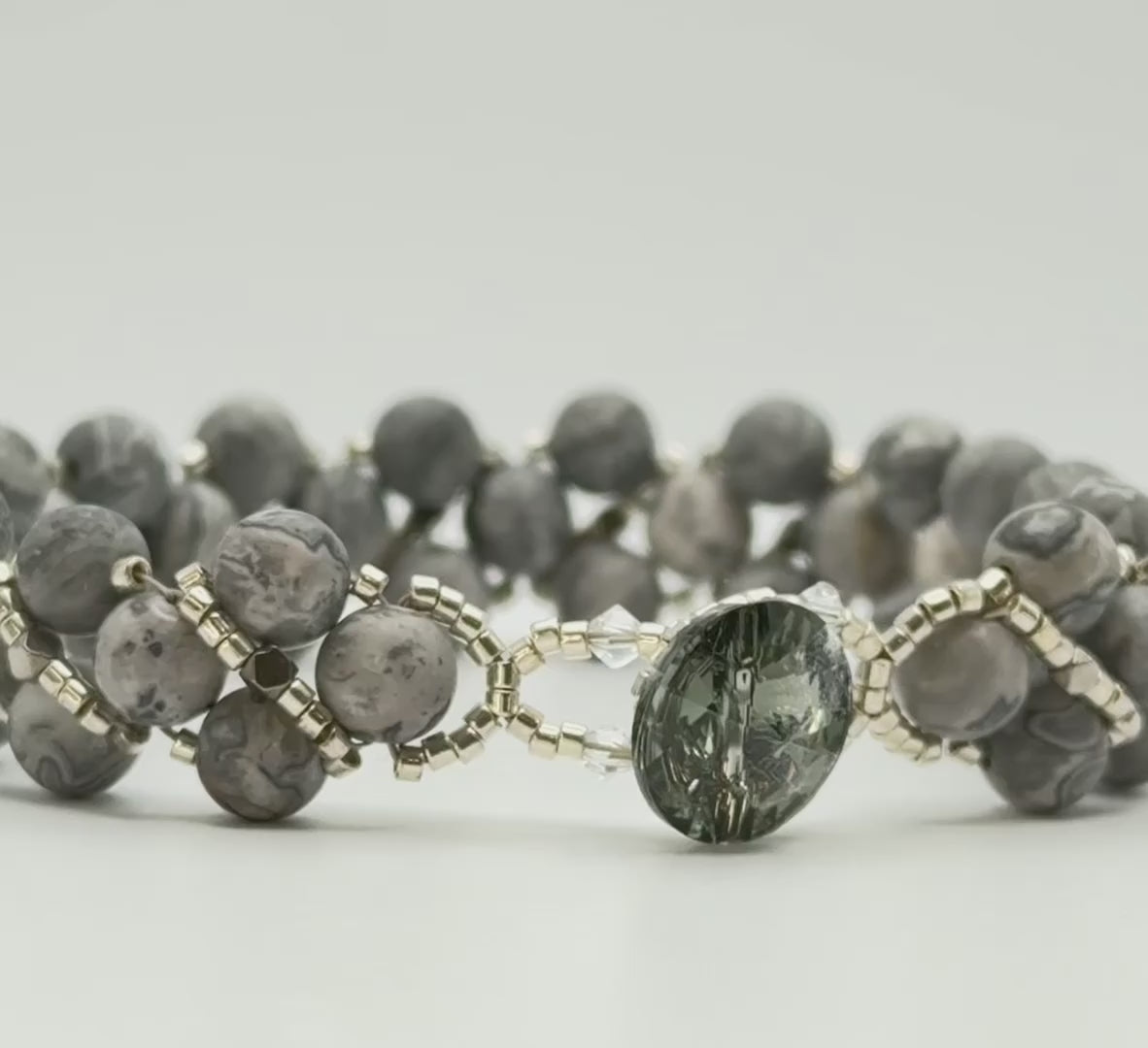 gray matte agate beaded bracelet video