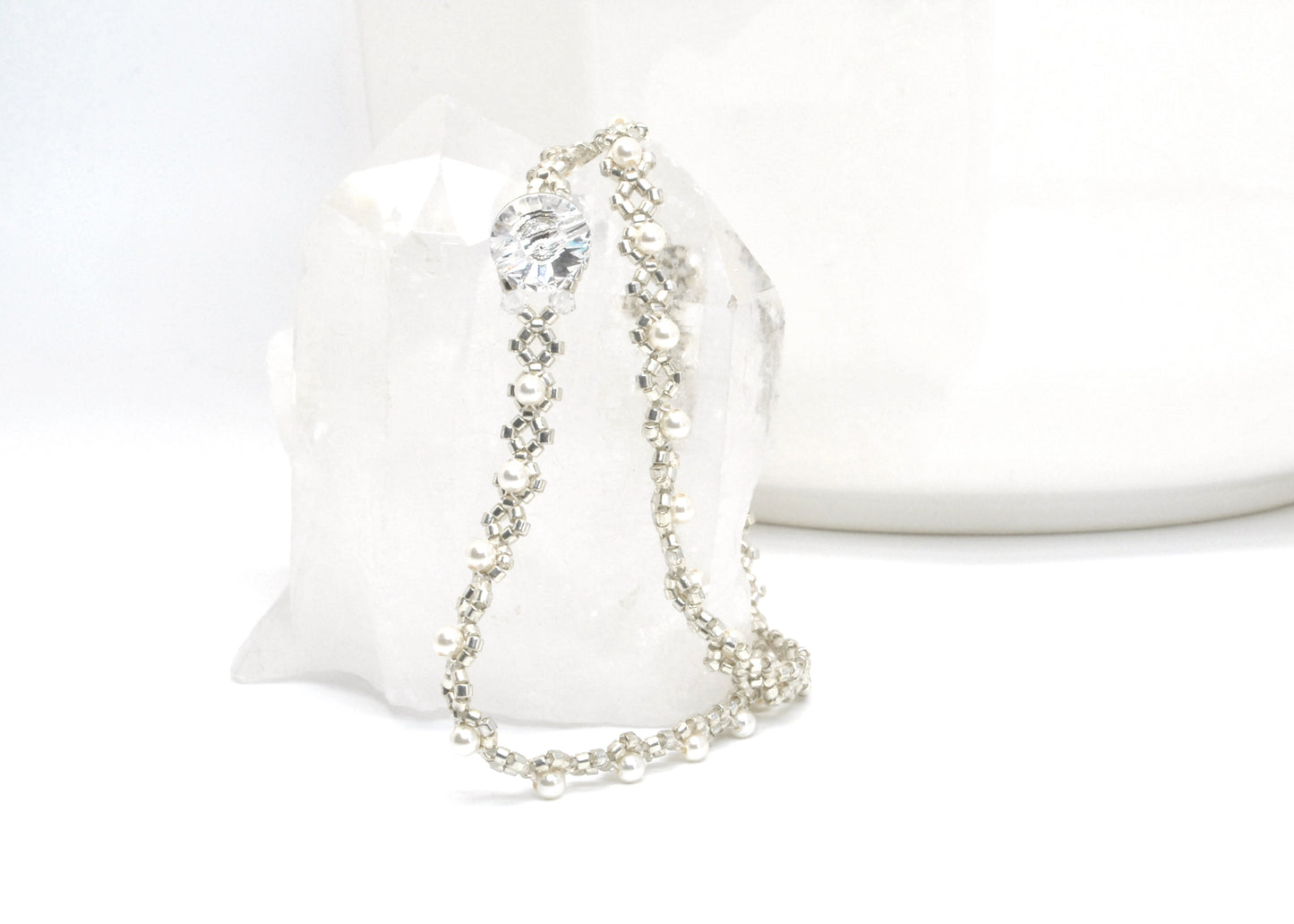 white swarovski pearl wrap bracelet