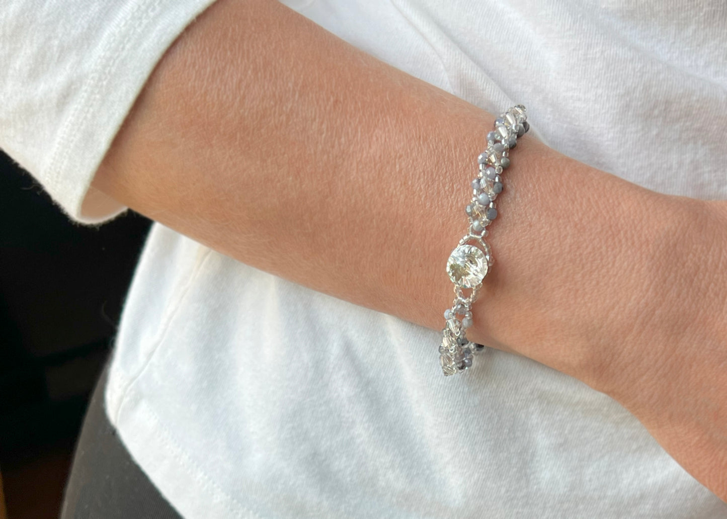 tanzinite and swarovski crystal bracelet