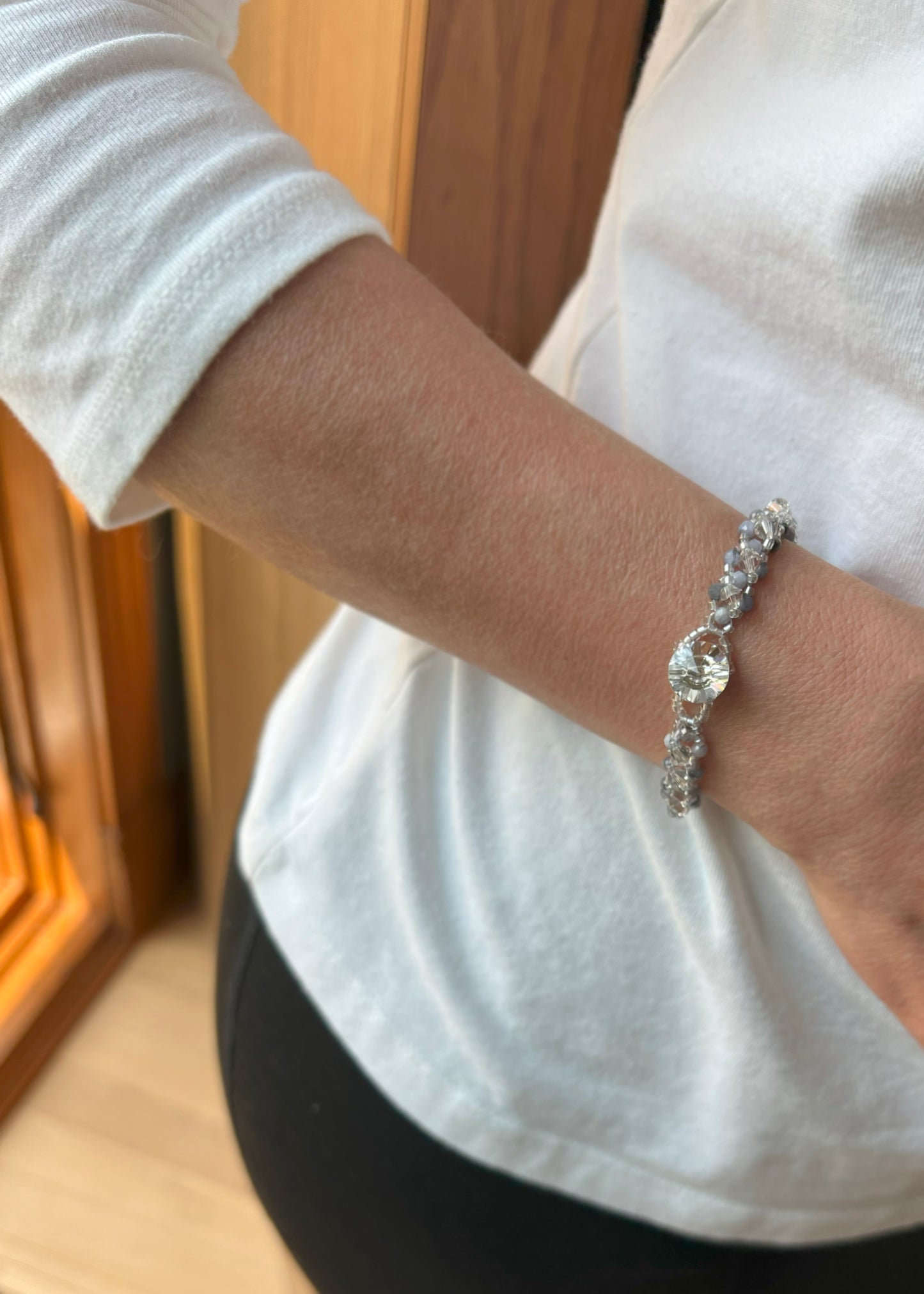 tanzinite and swarovski crystal bracelet