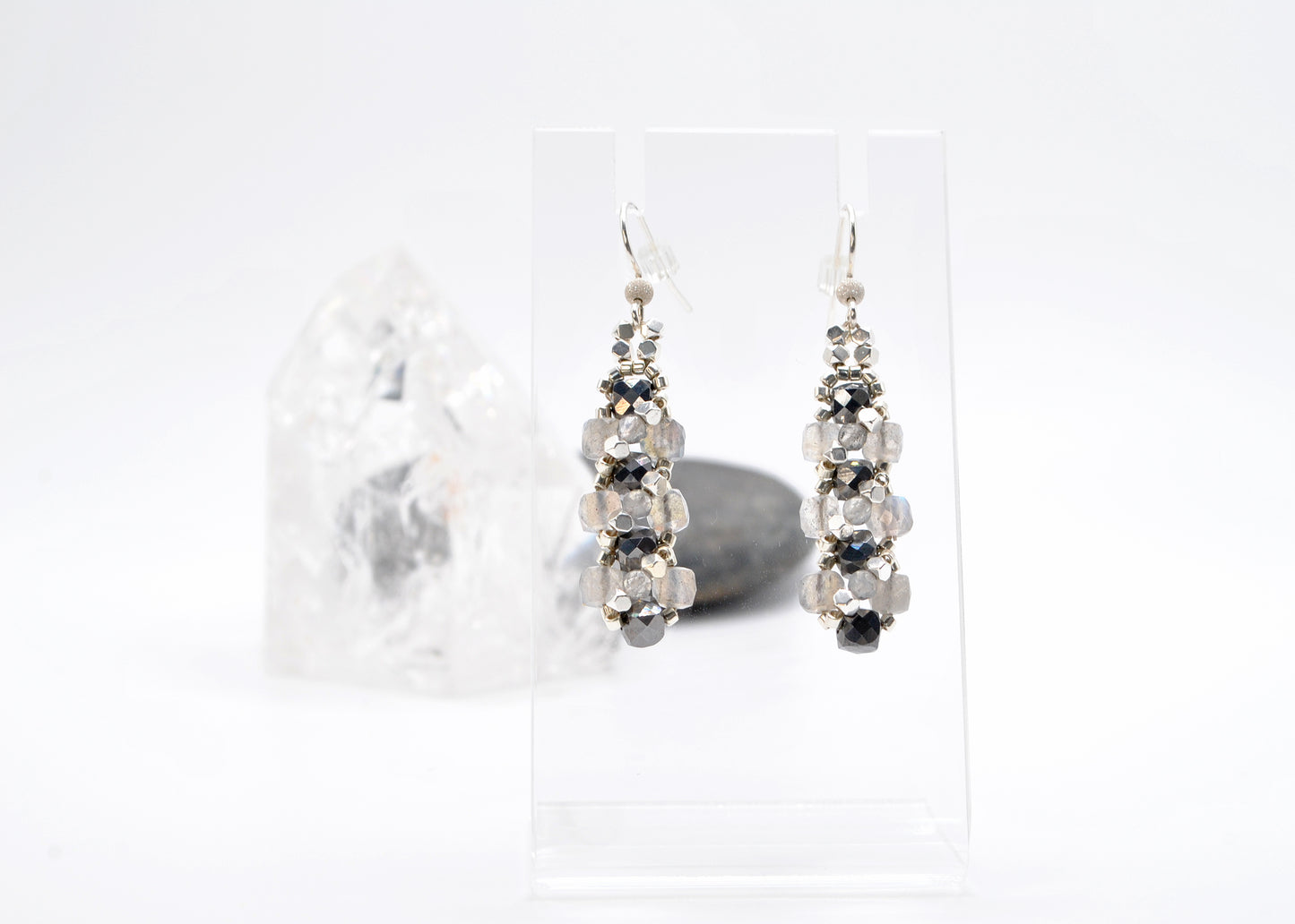 Mystical Labradorite and Terahertz Statement Dangle Earrings