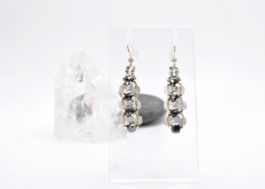 Mystical Labradorite and Terahertz Statement Dangle Earrings