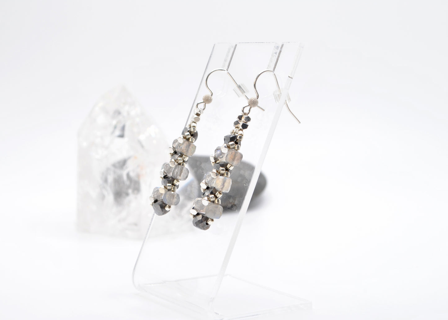 Mystical Labradorite and Terahertz Statement Dangle Earrings